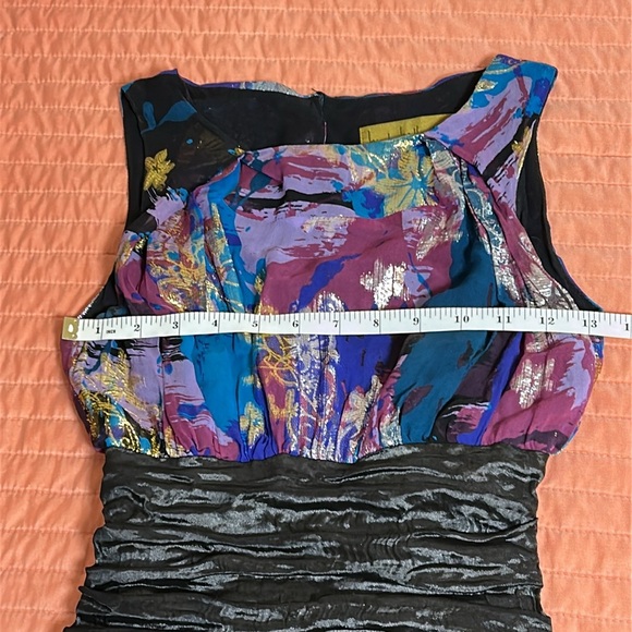 Nicole Miller Metallic Sleeveless Ruched Cocktail Dress, size 0 - Picture 11 of 16